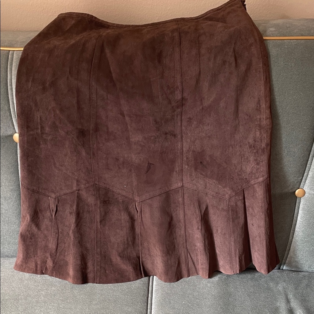Alfani Dark Brown Leather Midi Skirt